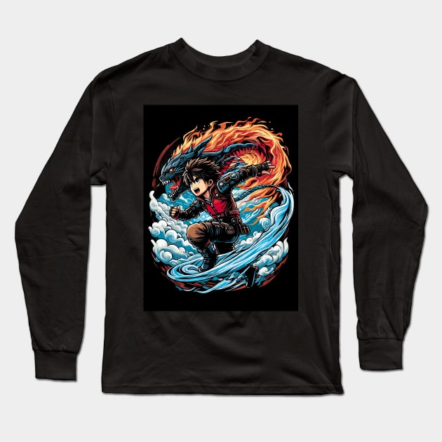 Fantasy Flame Bound Companions Long Sleeve T-Shirt by Cutetopia